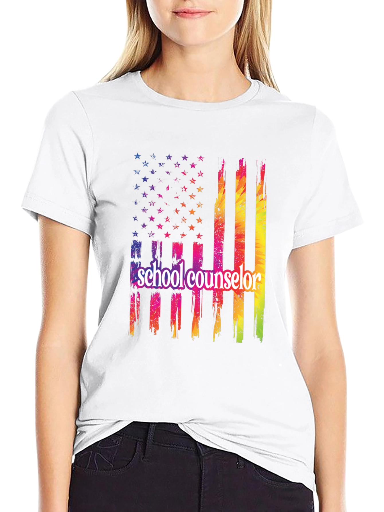School Counselor Patriotic Flag T-Shirt