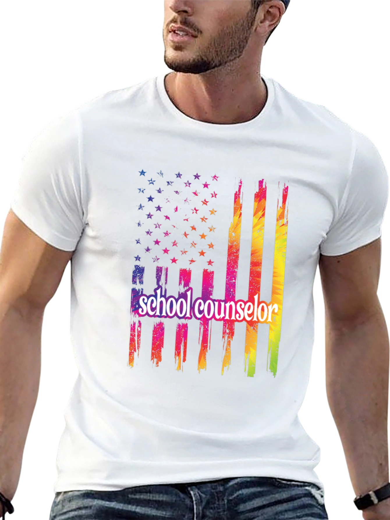 School Counselor Patriotic Flag T-Shirt