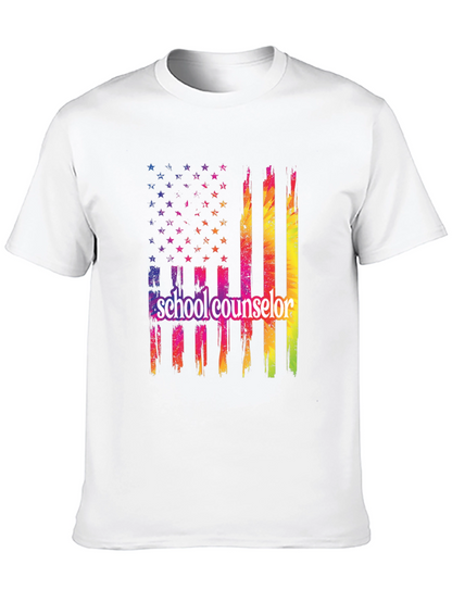 School Counselor Patriotic Flag T-Shirt