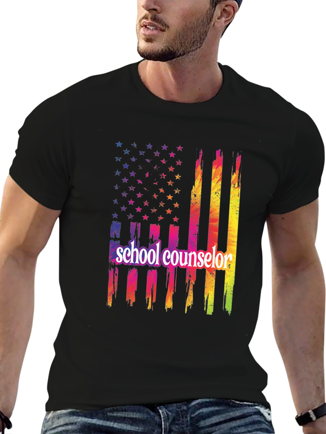 School Counselor Patriotic Flag T-Shirt