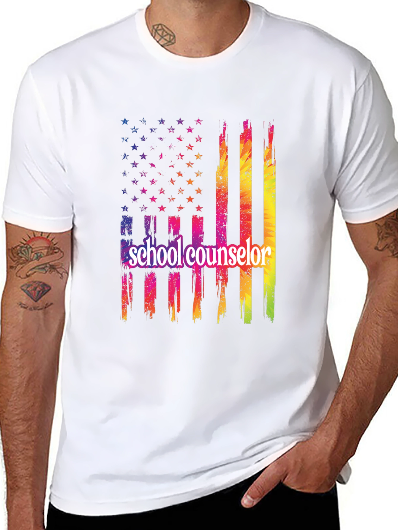 School Counselor Patriotic Flag T-Shirt