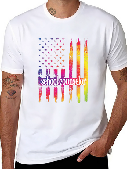 School Counselor Patriotic Flag T-Shirt