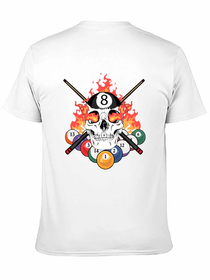 Skull 8 Ball Flames T-Shirt - Billiards Graphic Tee