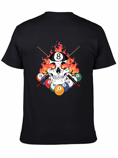 Skull 8 Ball Flames T-Shirt - Billiards Graphic Tee
