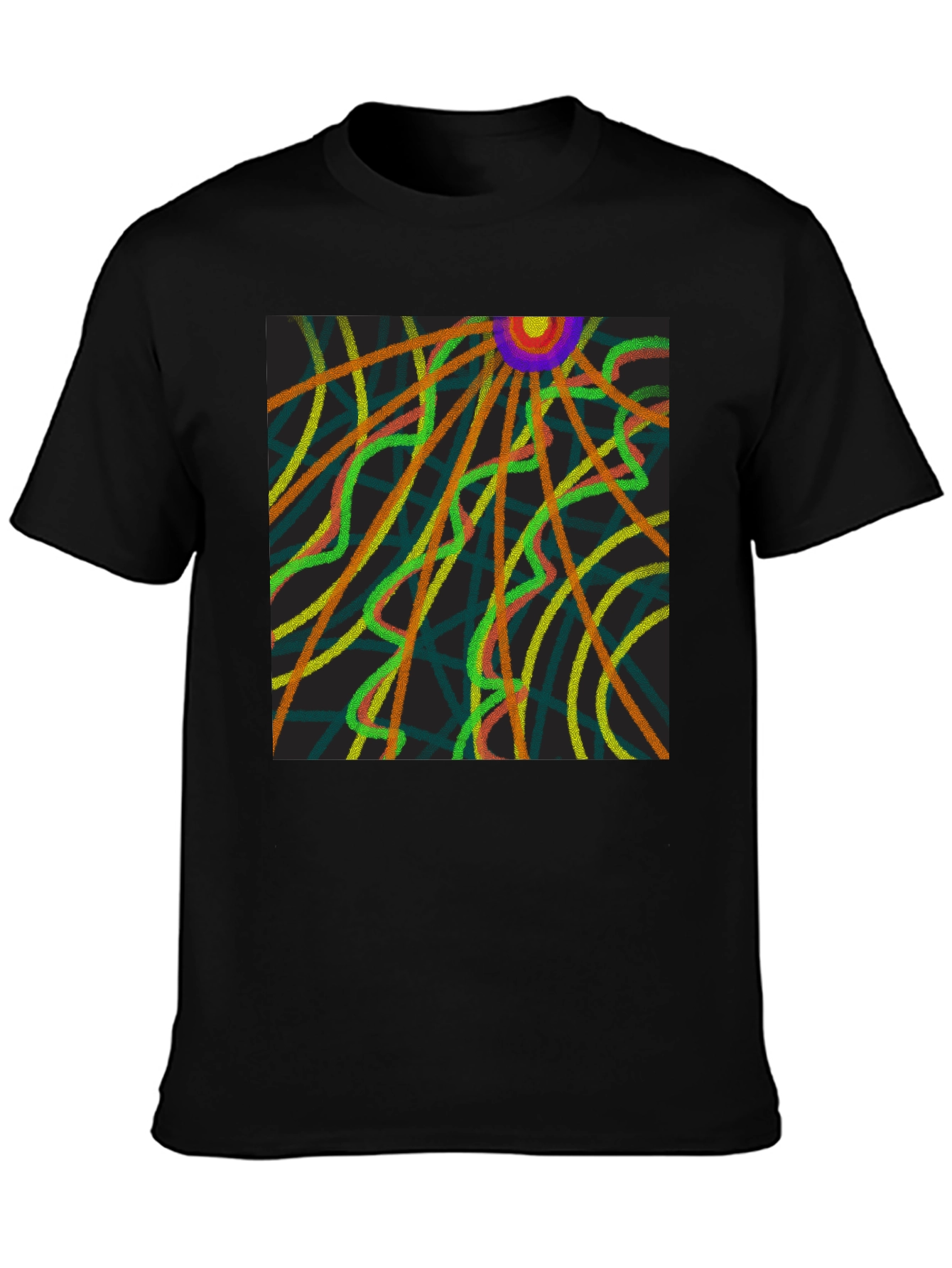 Abstract Ray Design Black T-Shirt