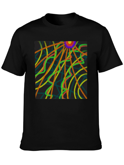 Abstract Ray Design Black T-Shirt