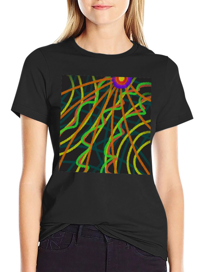 Abstract Ray Design Black T-Shirt