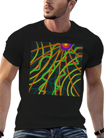 Abstract Ray Design Black T-Shirt
