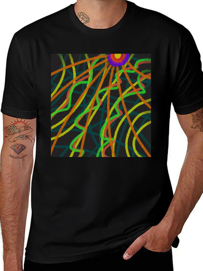 Abstract Ray Design Black T-Shirt
