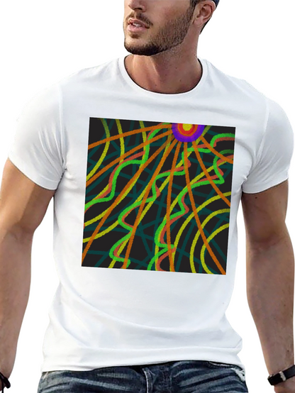 Abstract Ray Design Black T-Shirt