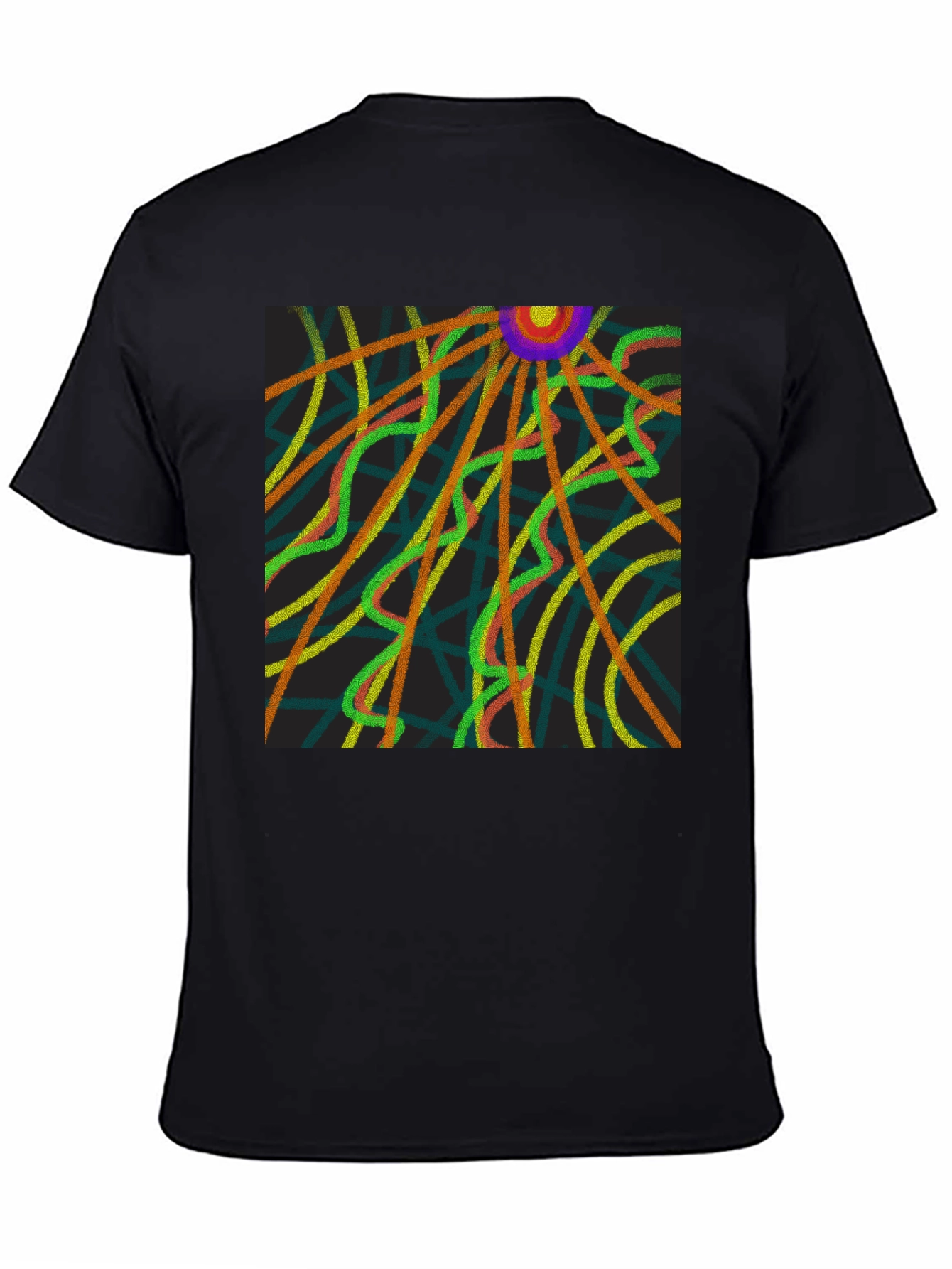 Abstract Ray Design Black T-Shirt