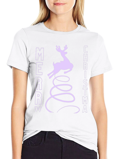 Merry Christmas Reindeer Graphic Tee - Black