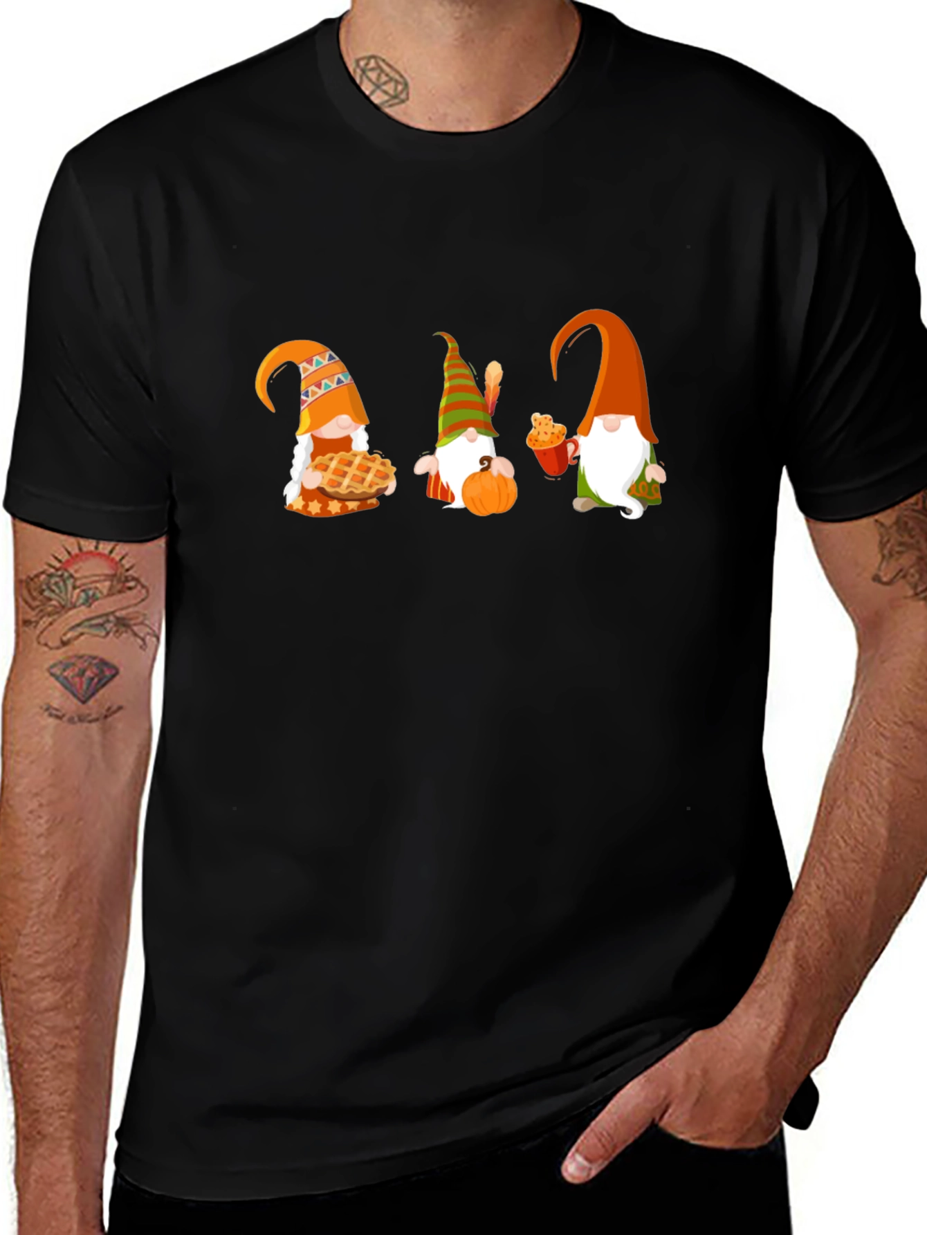 Thanksgiving Gnomes Black T-Shirt