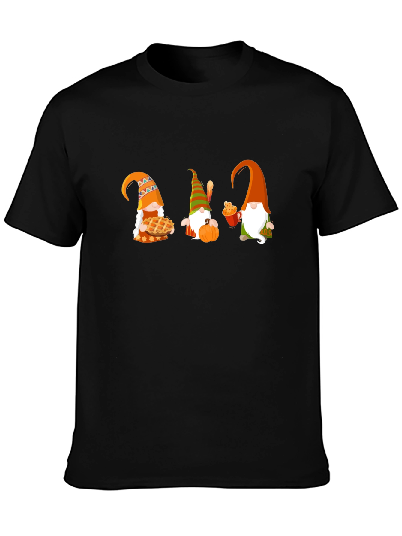 Thanksgiving Gnomes Black T-Shirt