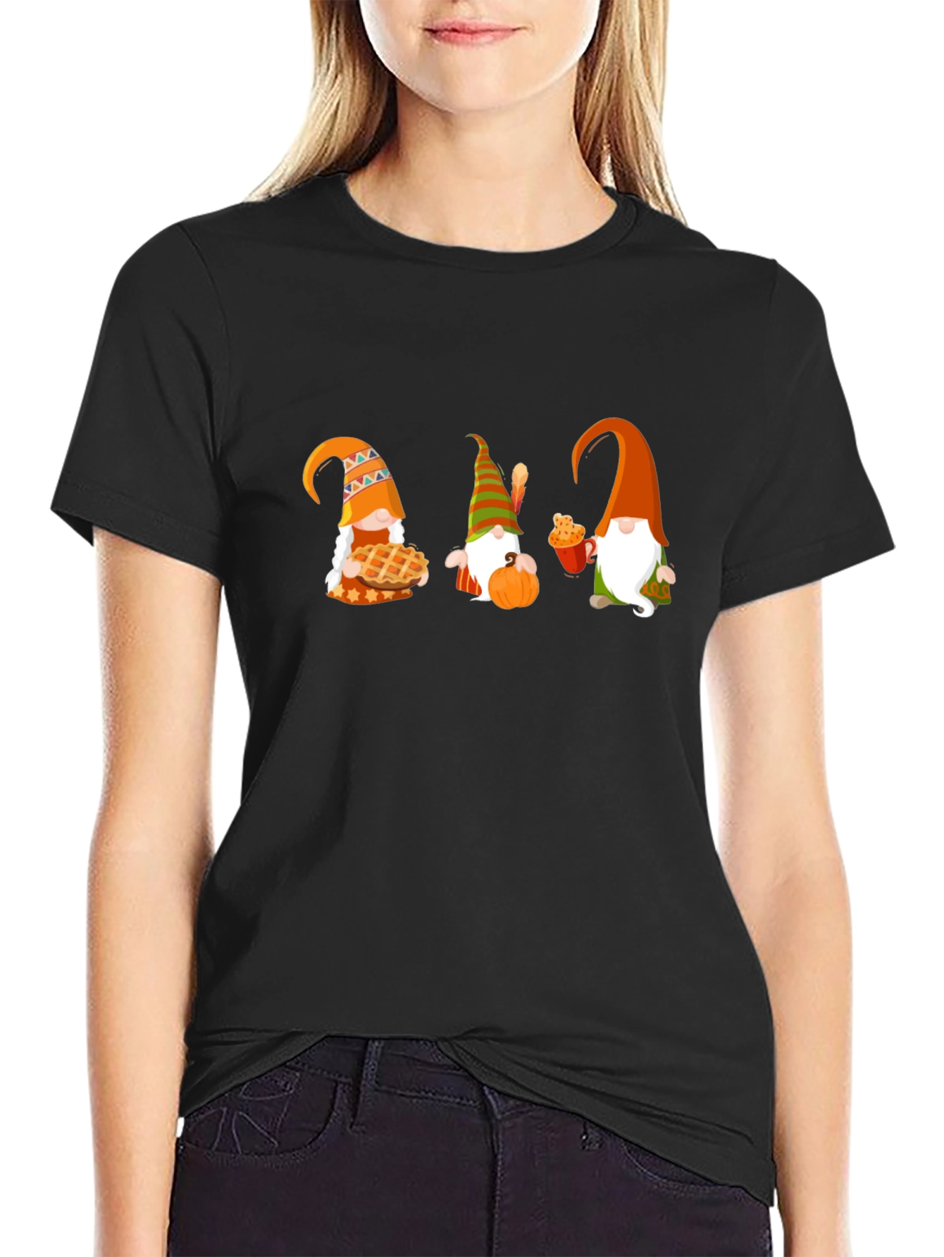 Thanksgiving Gnomes Black T-Shirt