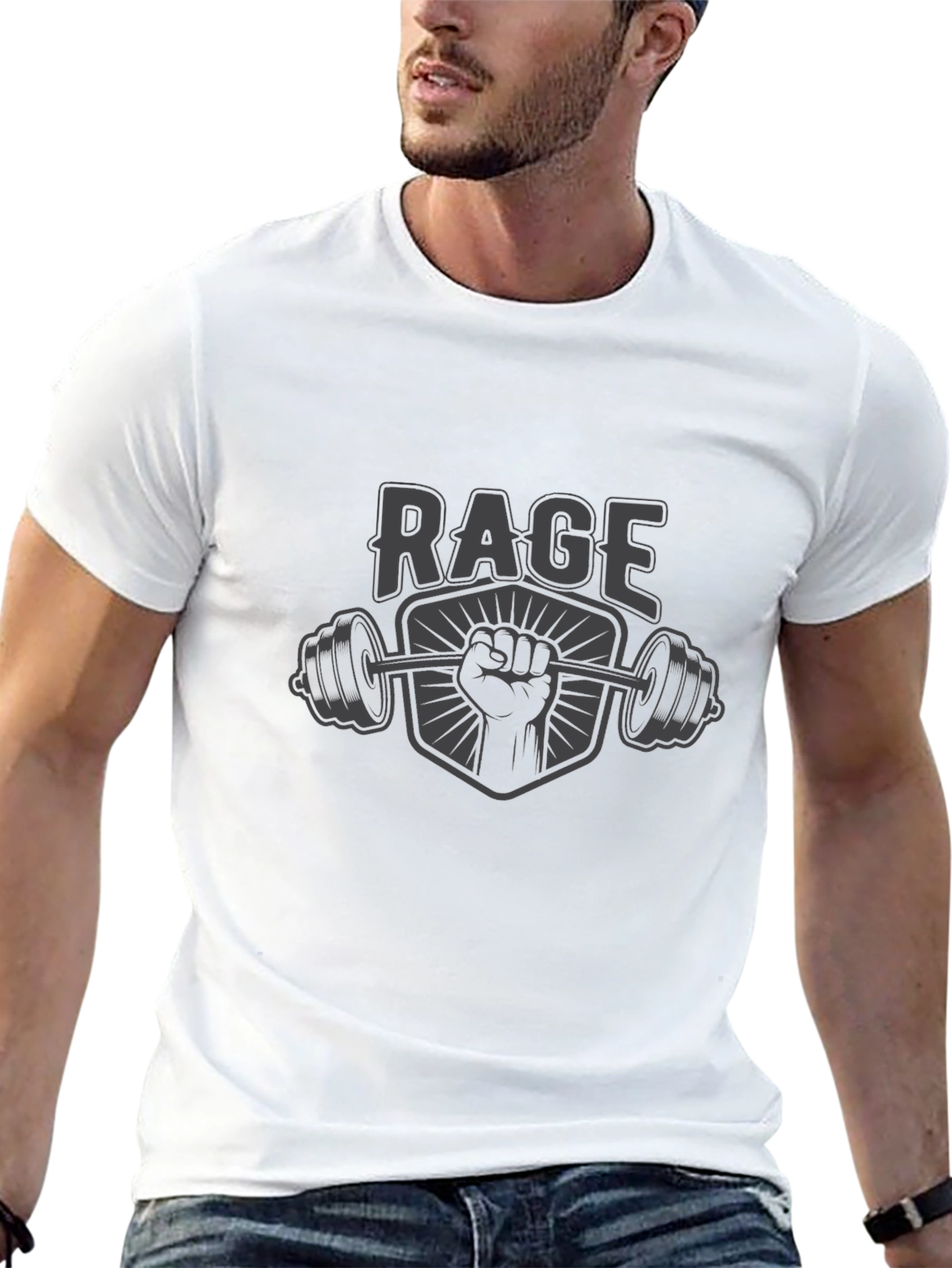 Rage Gym Black T-Shirt - Power Lifting Graphic Tee