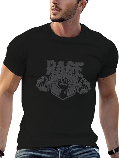 Rage Gym Black T-Shirt - Power Lifting Graphic Tee