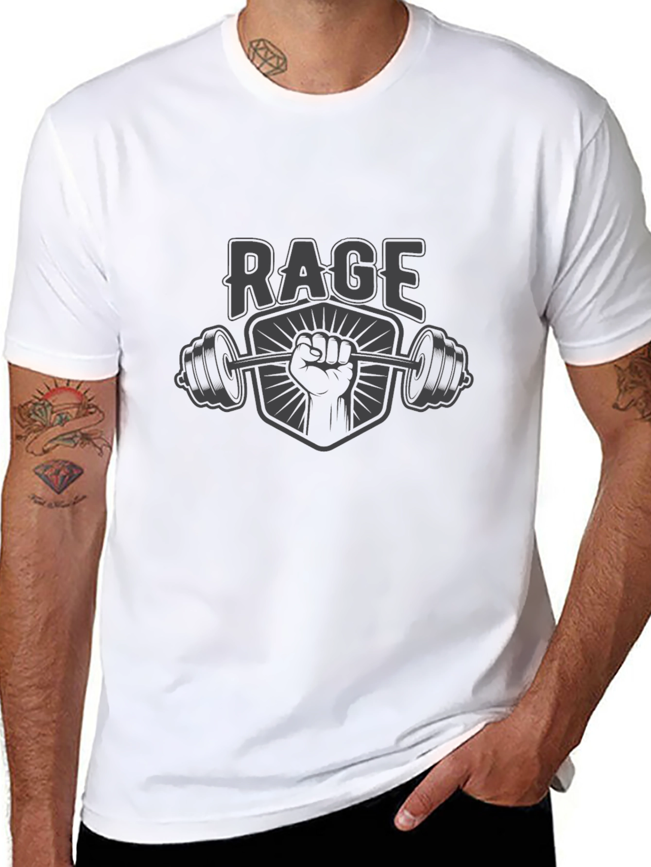 Rage Gym Black T-Shirt - Power Lifting Graphic Tee