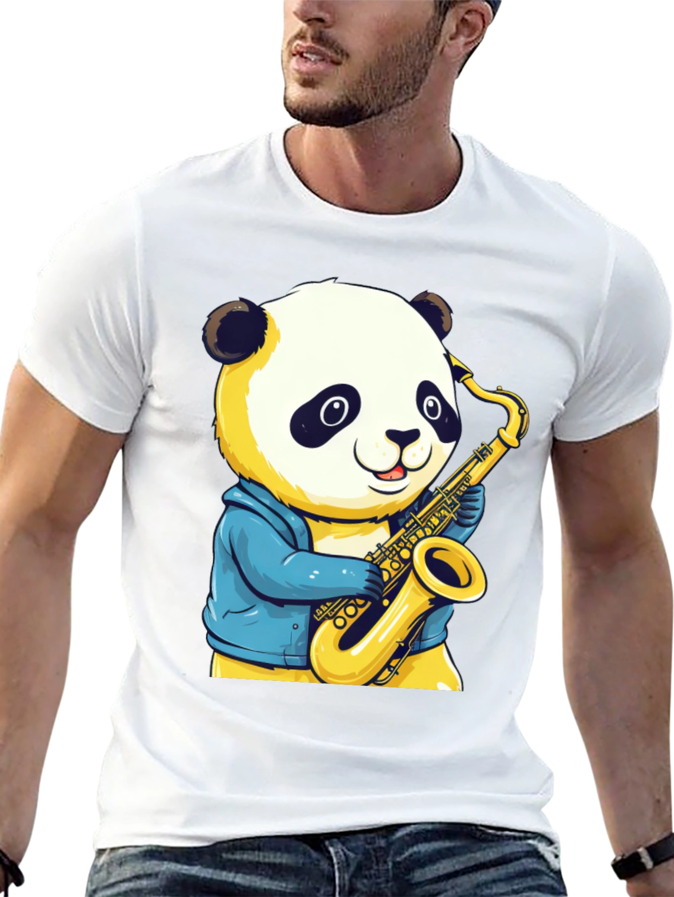 Panda Sax Player T-Shirt - Cool Cartoon Design