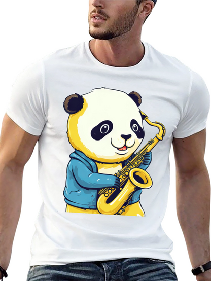 Panda Sax Player T-Shirt - Cool Cartoon Design