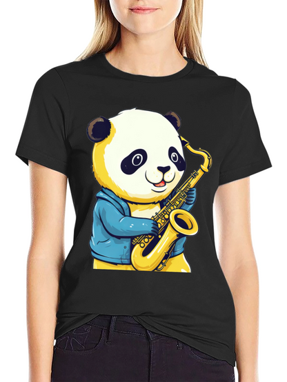 Panda Sax Player T-Shirt - Cool Cartoon Design