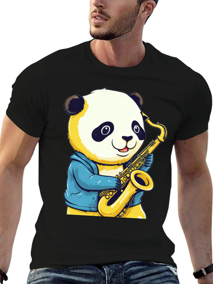 Panda Sax Player T-Shirt - Cool Cartoon Design