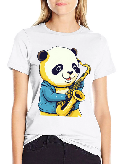 Panda Sax Player T-Shirt - Cool Cartoon Design