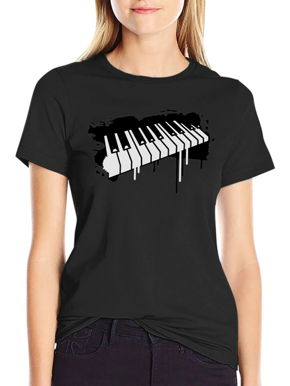Piano Keys Graphic Black T-Shirt