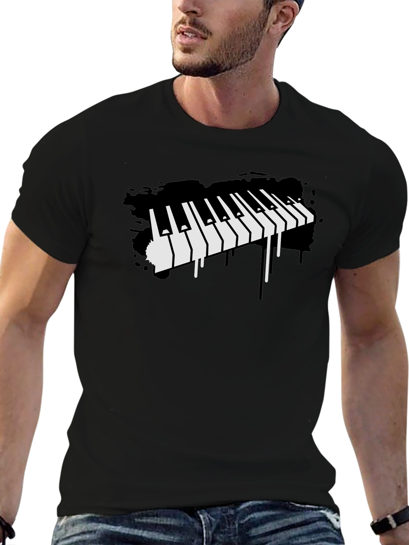 Piano Keys Graphic Black T-Shirt
