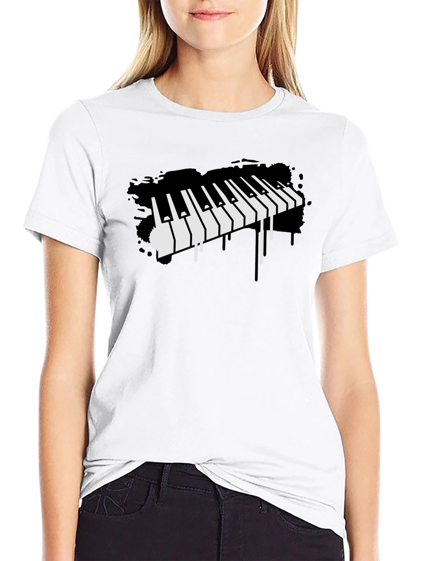 Piano Keys Graphic Black T-Shirt