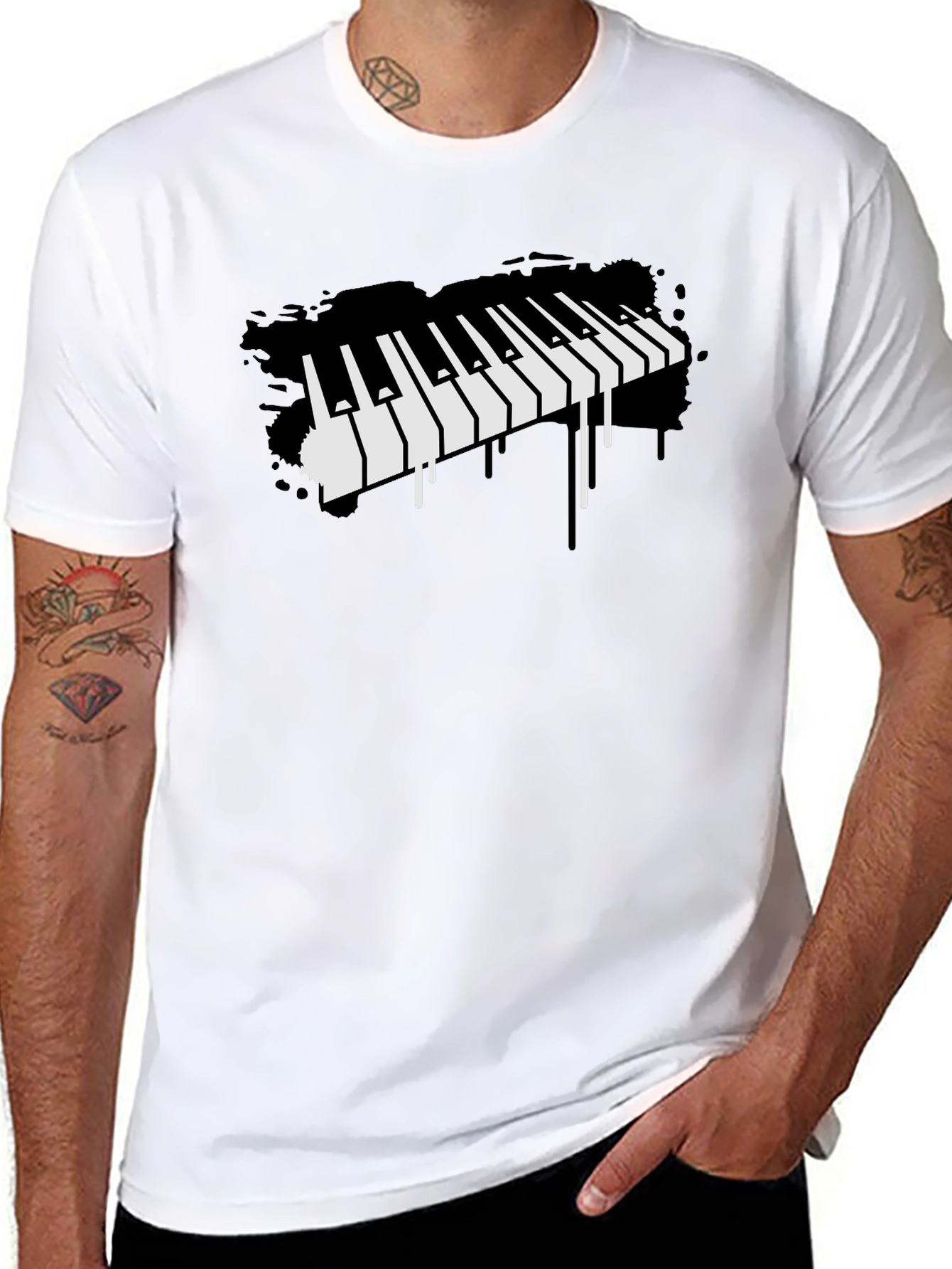 Piano Keys Graphic Black T-Shirt
