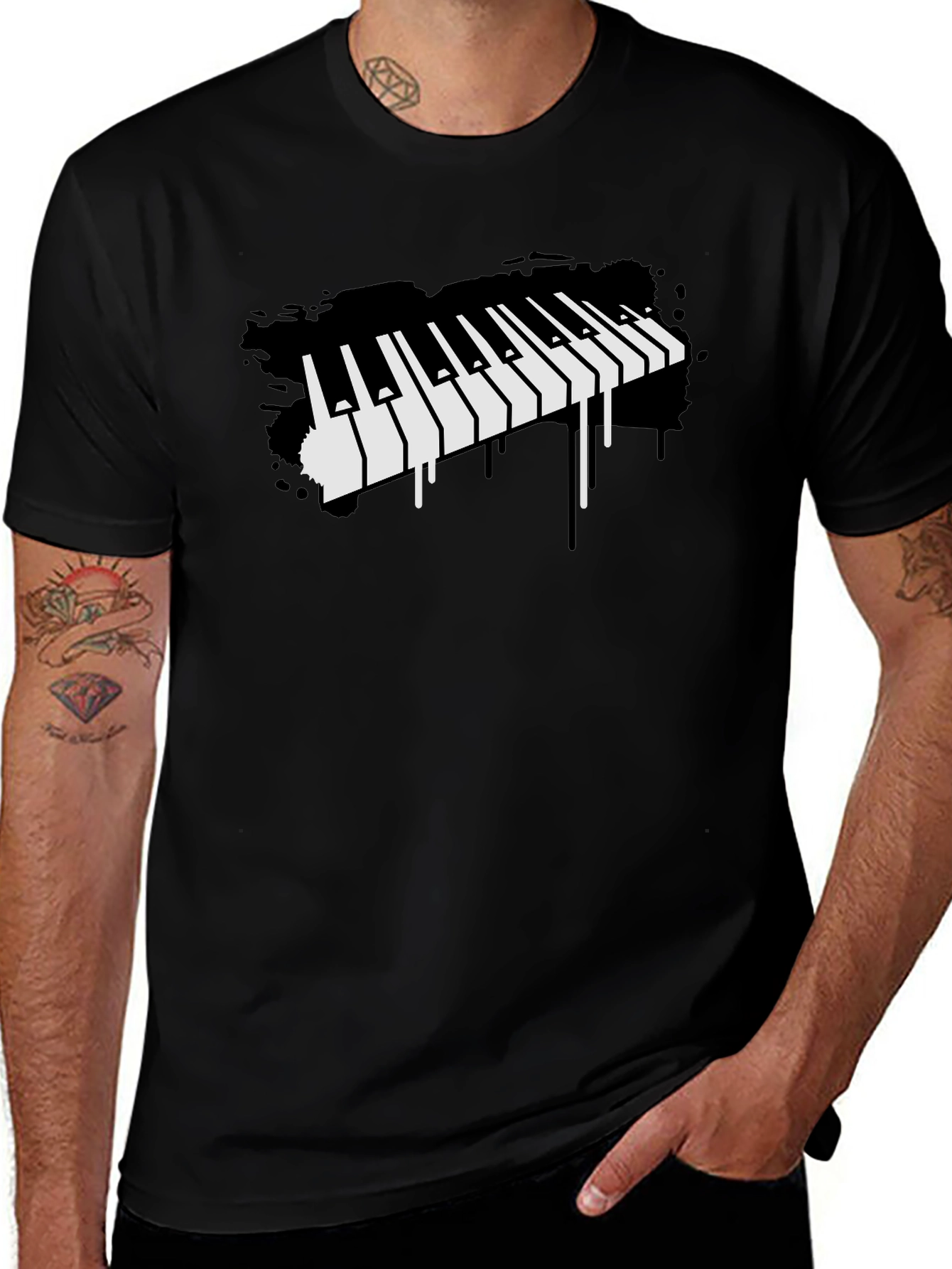Piano Keys Graphic Black T-Shirt