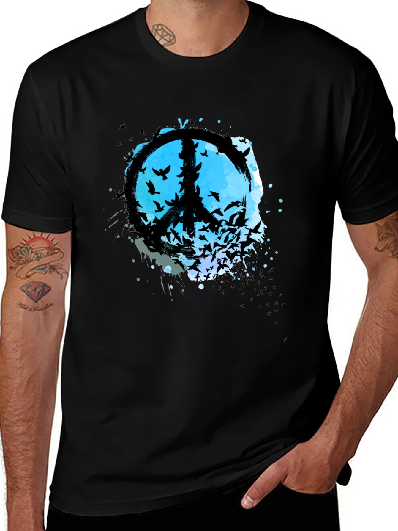 Peace Sign Bird Silhouette Graphic Tee