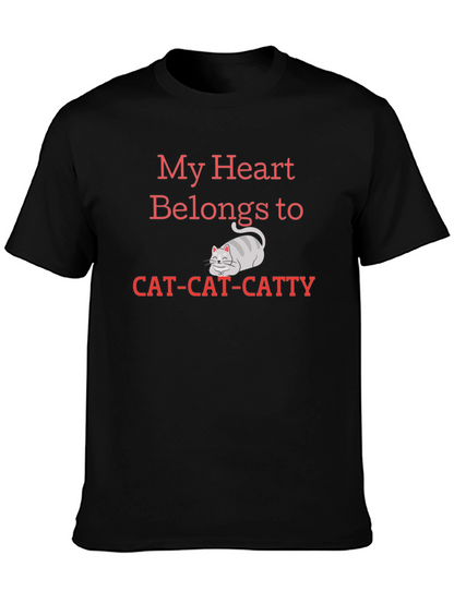 My Heart Belongs To Cat Cat Catty Black T-Shirt