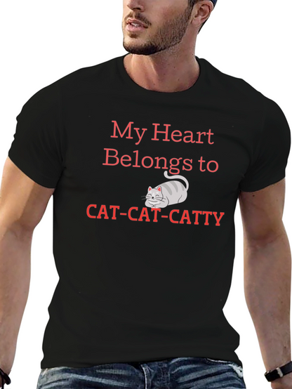 My Heart Belongs To Cat Cat Catty Black T-Shirt