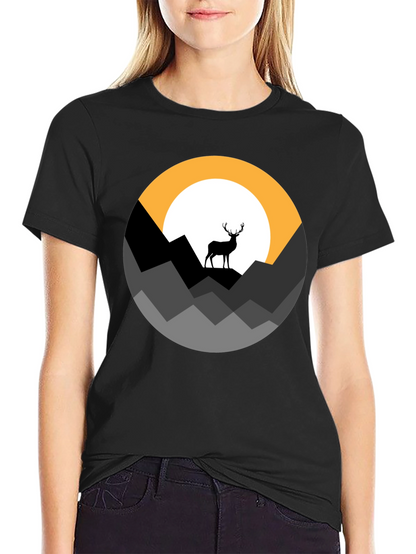 Mens Black Deer Mountain Graphic Tee