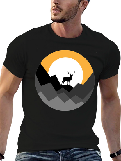 Mens Black Deer Mountain Graphic Tee