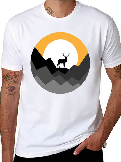 Mens Black Deer Mountain Graphic Tee