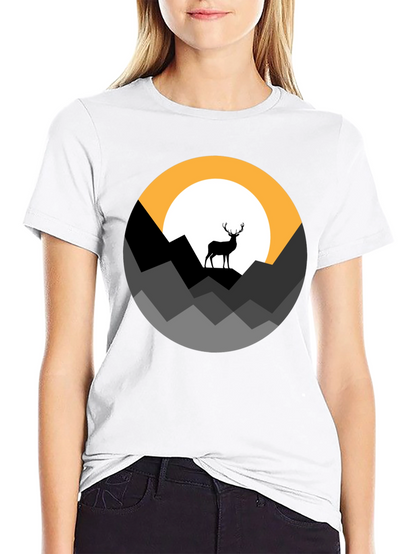 Mens Black Deer Mountain Graphic Tee