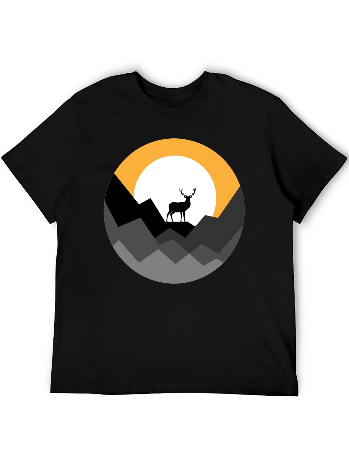 Mens Black Deer Mountain Graphic Tee