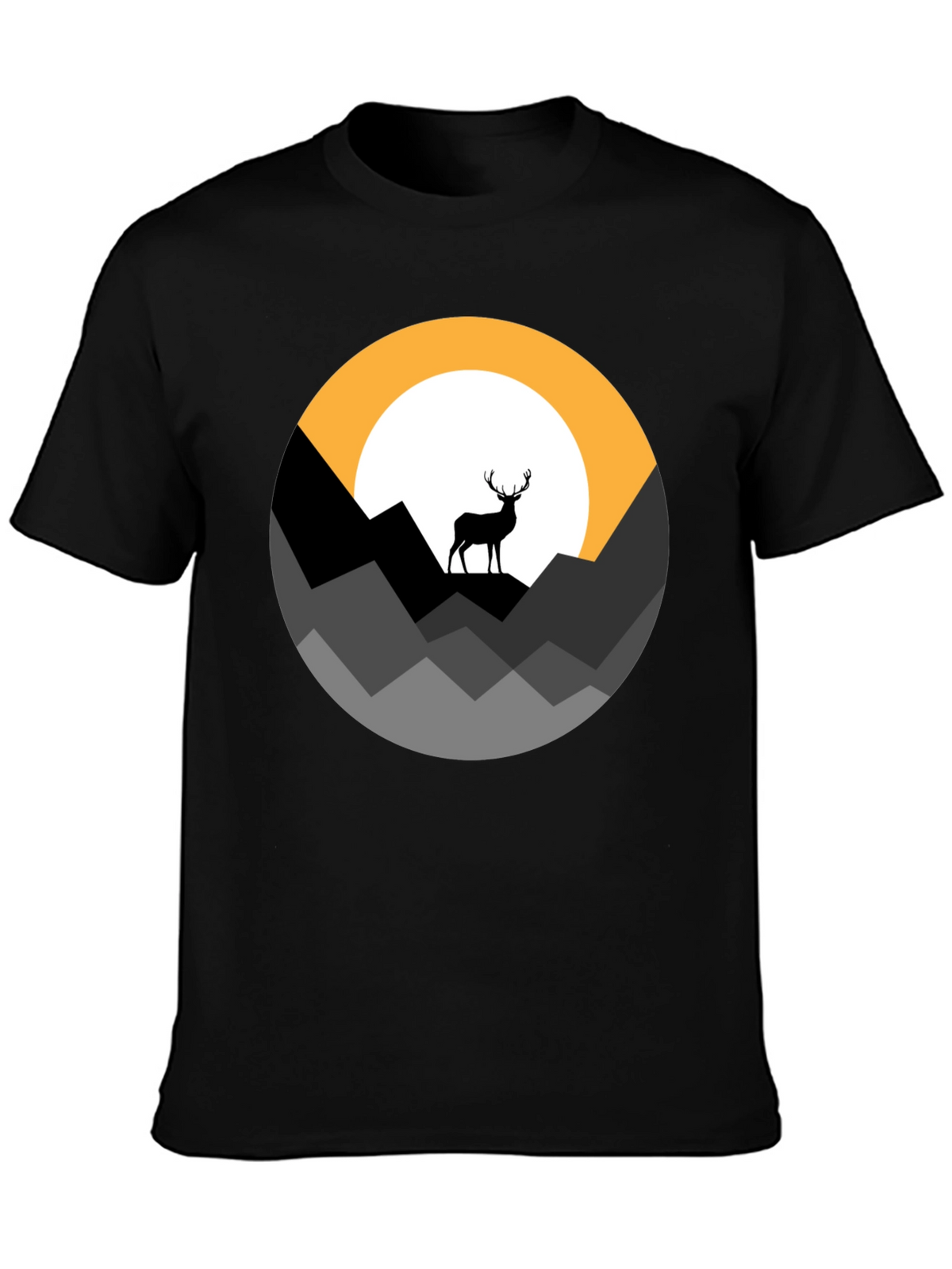 Mens Black Deer Mountain Graphic Tee