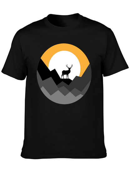 Mens Black Deer Mountain Graphic Tee