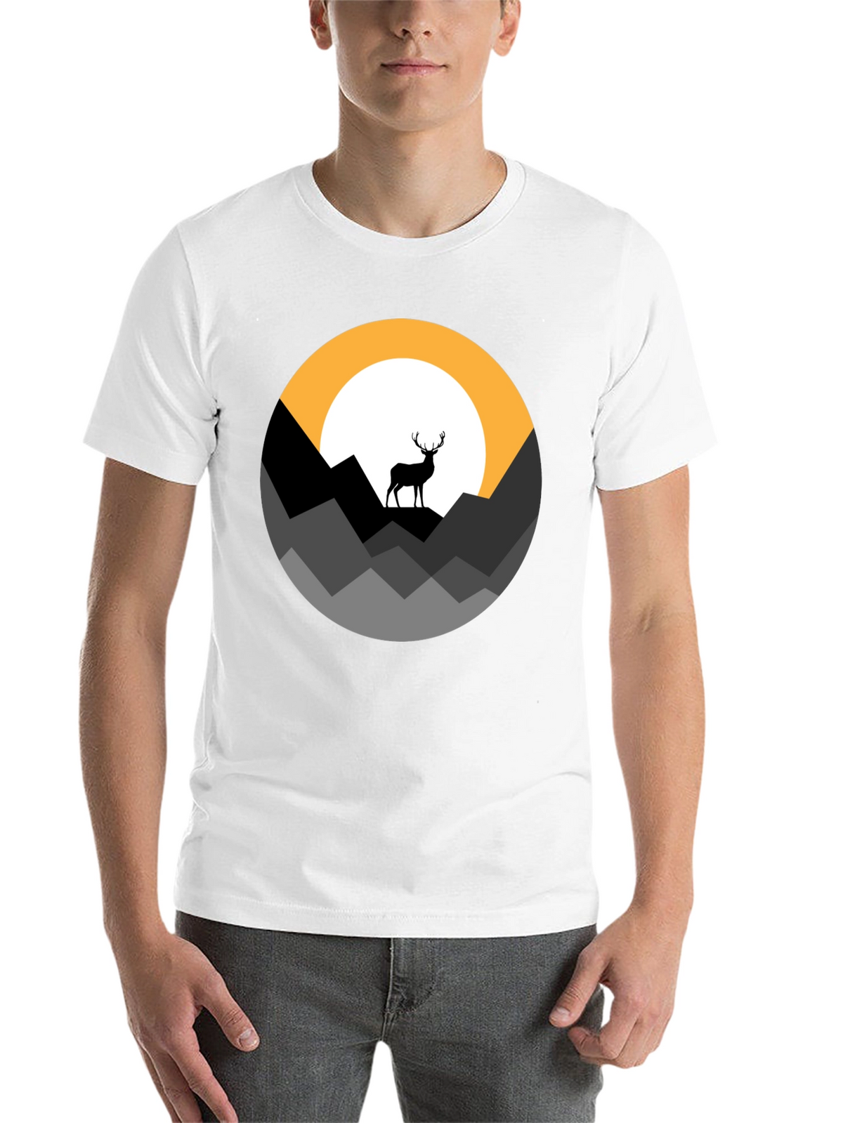 Mens Black Deer Mountain Graphic Tee