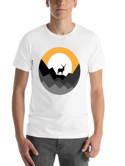 Mens Black Deer Mountain Graphic Tee