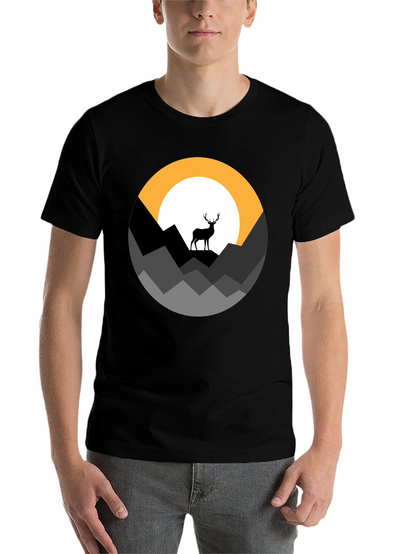 Mens Black Deer Mountain Graphic Tee