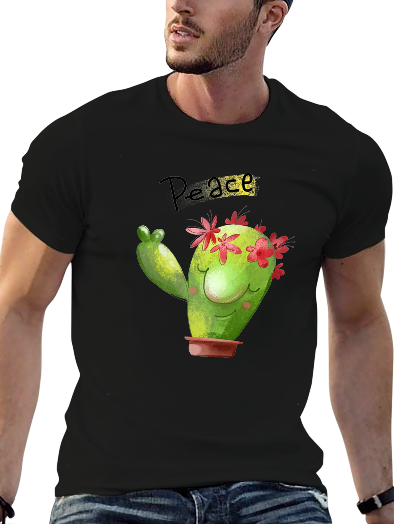 Peace Cactus Black T-Shirt
