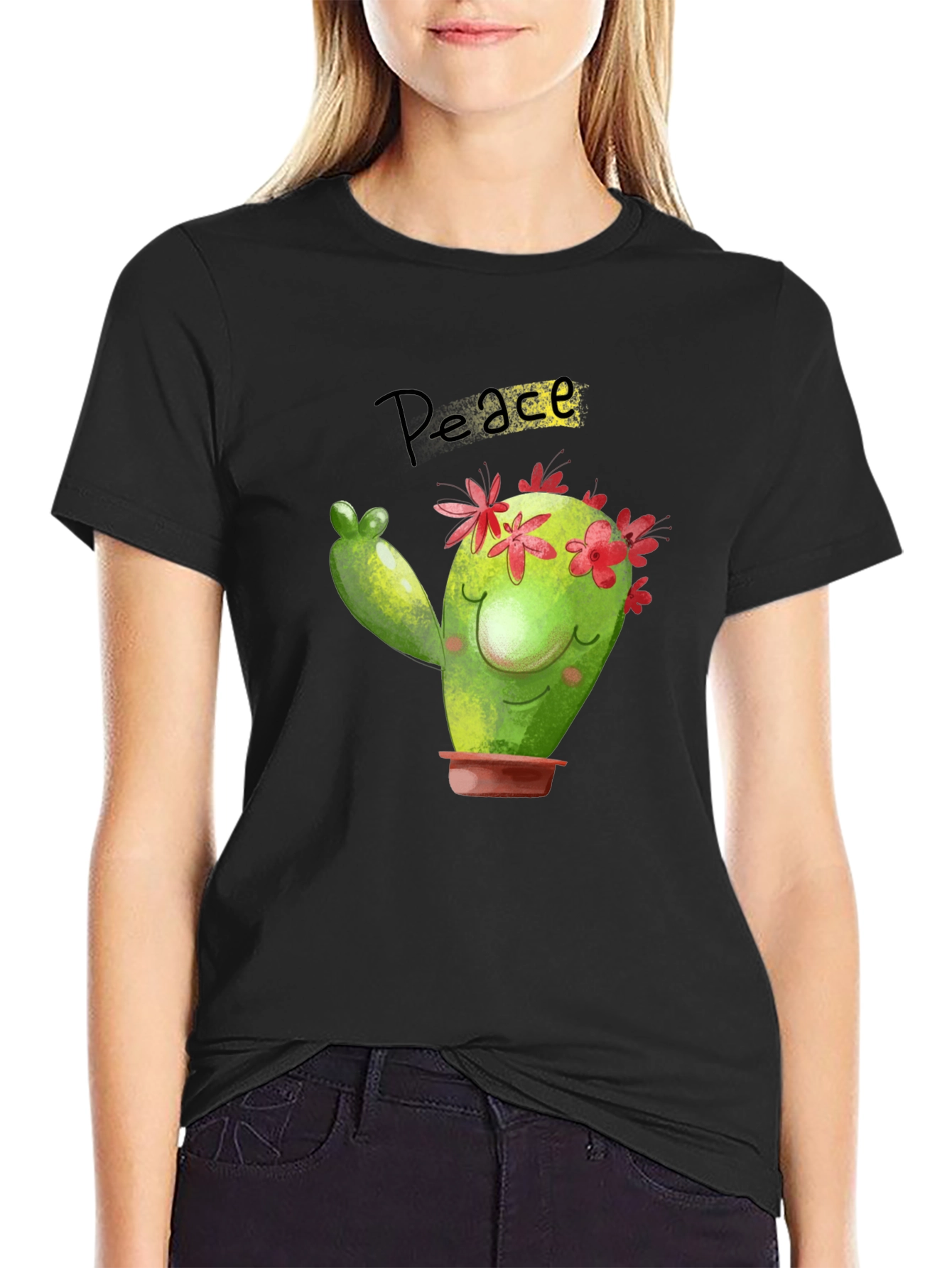Peace Cactus Black T-Shirt