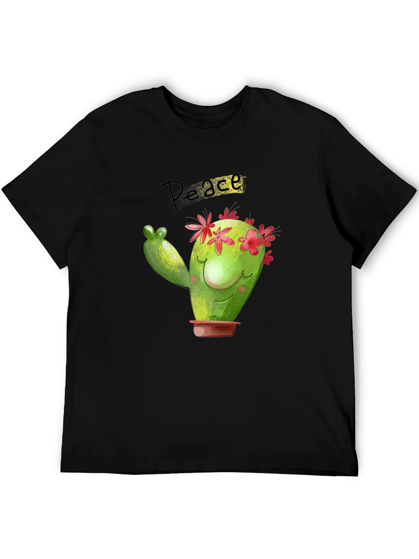 Peace Cactus Black T-Shirt