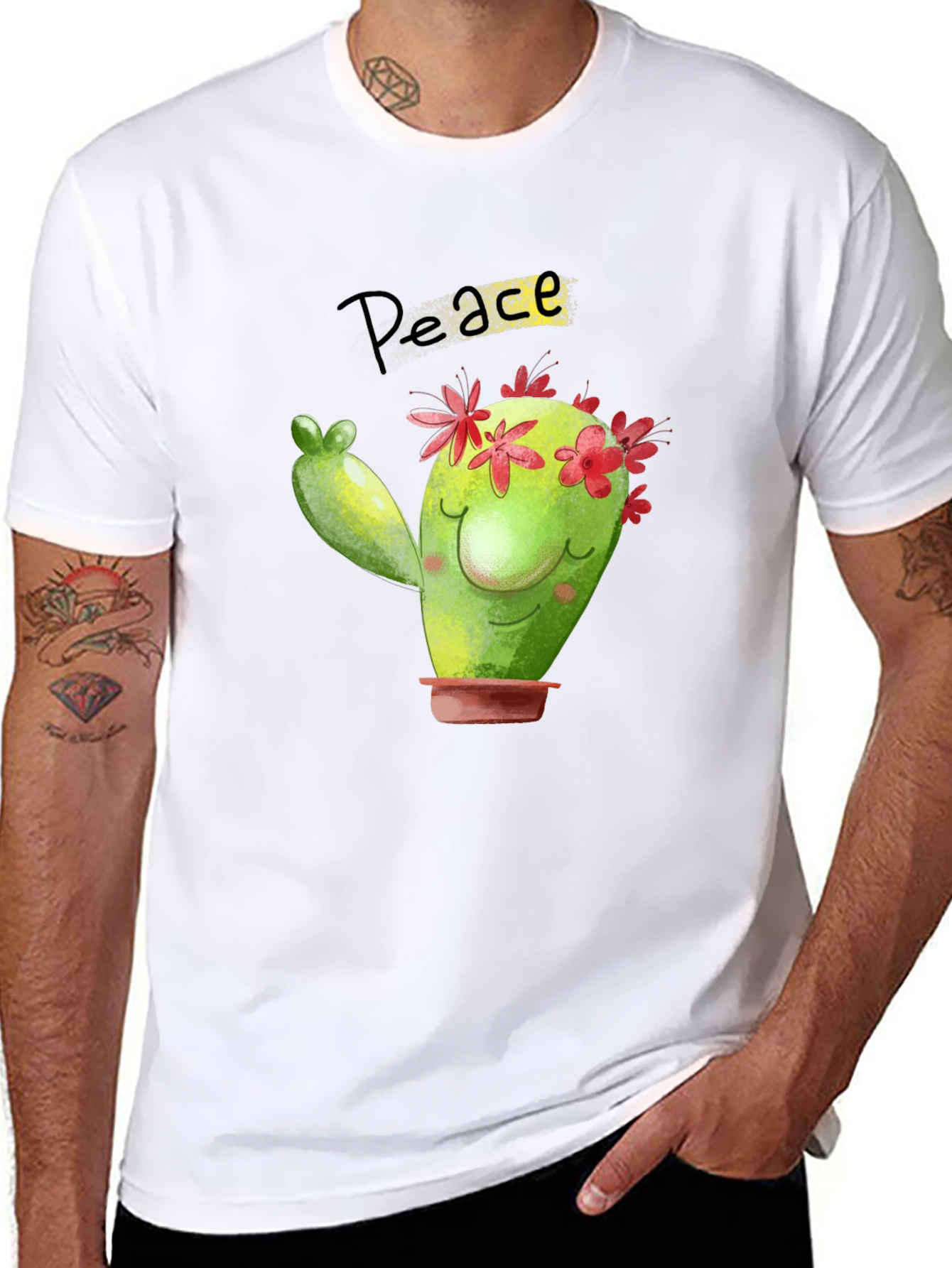 Peace Cactus Black T-Shirt