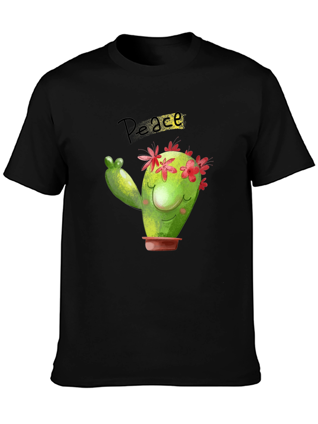 Peace Cactus Black T-Shirt